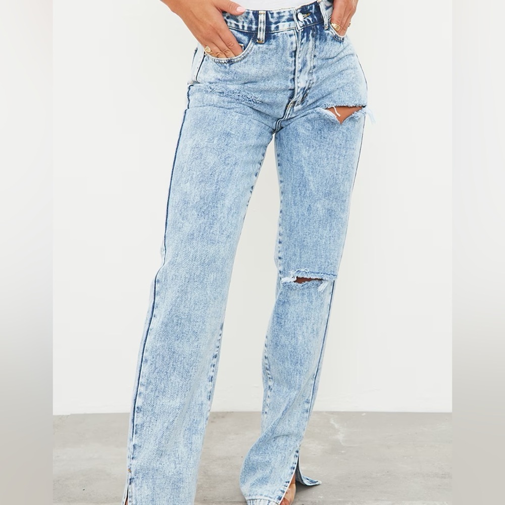 Pretty Little Thing Distressed Split Hem Jeans